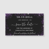 ブラックパープルウェディングは日付マグネットを保存 (正面)