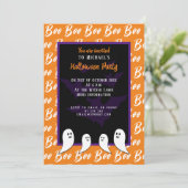 ブラックパープルオレンジブーハロウィーン幽霊 招待状 (スタンド正面)