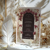 ブラックパープルカラリリー結婚ズアールヌーボーミュシャ 招待状