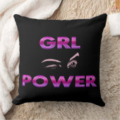 ブラックパープルガールパワー装飾用クッション クッション (ブランケット)