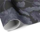 ブラックパープルグラデーションヴィンテージモダンフローラトイル ラッピングペーパー (ロールコーナー)