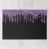 ブラックパープルグリッタードリップパーティー紙ランチョンマット ペーパーパッド (正面)