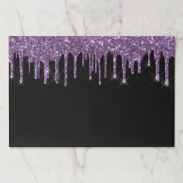ブラックパープルグリッタードリップパーティー紙ランチョンマット ペーパーパッド