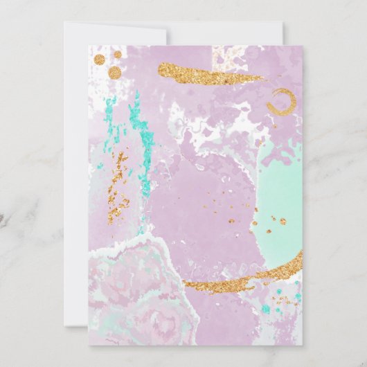 ブラックパープルグリッター絵を描誕生日招待状 招待状 (裏面)