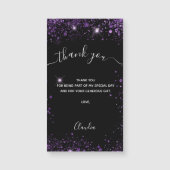 ブラックパープルグリッター高級サンキューカード磁石 (正面)