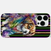 ブラックパープルグリーン金ゴールドマルディグラスパピードッグ Case-Mate iPhoneケース (裏面 (横))