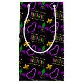 ブラックパープルグリーン金ゴールドマルディグラビーズ スモールペーパーバッグ (正面)