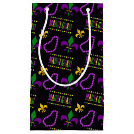 ブラックパープルグリーン金ゴールドマルディグラビーズ スモールペーパーバッグ