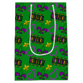 ブラックパープルグリーン金ゴールドマルディグラビーズ ミディアムペーパーバッグ (裏面)