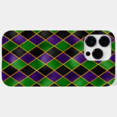 ブラックパープルグリーン金ゴールドマーディグラスダイヤモンドパターン Case-Mate iPhoneケース (裏面 (横))