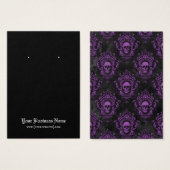ブラックパープルゴシックスカルハロウィンイヤリングカード (正面&裏面)