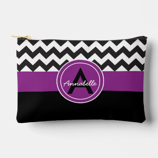 ブラックパープルシェブロン アクセサリーポーチ (正面)