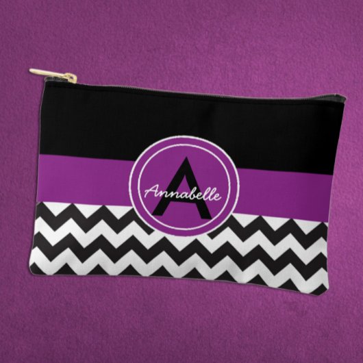 ブラックパープルシェブロン アクセサリーポーチ