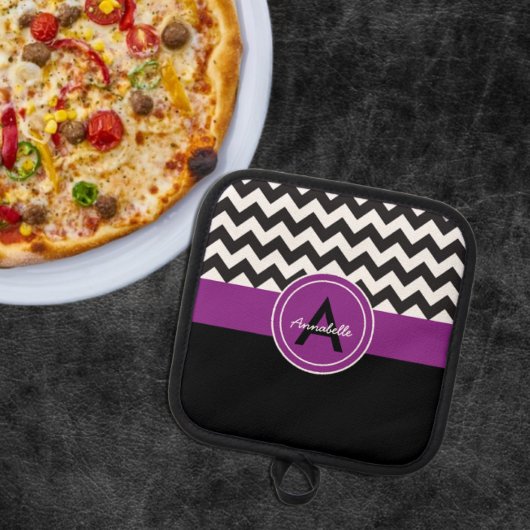 ブラックパープルシェブロン 鍋敷き