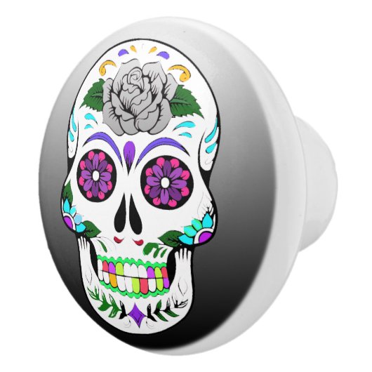 ブラックパープルシュガースカル装飾品 セラミックノブ (右)