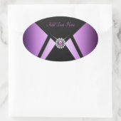 ブラックパープルジュエルエレガント封筒用シール 楕円形シール (バッグ)