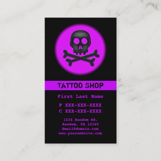 ブラックパープルスカルタトゥーカスタムー名刺 名刺 (正面)