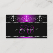 ブラックパープルスクイグルスきらめくダイアモンモノグラム 名刺 (正面)