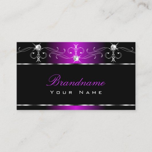 ブラックパープルスクイグルスきらめくダイヤ華美モンド 名刺 (正面)