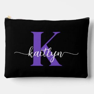 ブラックパープルスクリプトモノグラム アクセサリーポーチ