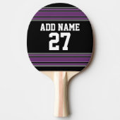 ブラックパープルスポーツジャージーお名前&ナンバー 卓球ラケット (正面)
