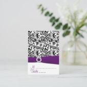 ブラックパープルダマスクウェディング披露宴座席表 プレイスカード (スタンド正面)