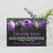 ブラックパープルハロウィンオーナメント誕生日 サンキューカード (スタンド正面)
