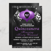 ブラックパープルハロウィーンオーナメントキンセアニェラ 招待状 (正面/裏面)