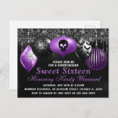 ブラックパープルハロウィーンオーナメントズスウィート16 ポストカード (正面/裏面)