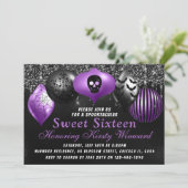 ブラックパープルハロウィーンオーナメントズスウィート16 招待状 (スタンド正面)