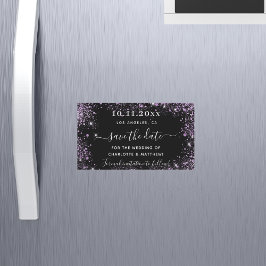 ブラックパープルバイオレット結婚式は日付の磁石を保存