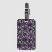 ブラックパープルバラエレガントシルバー葉ズガーデン ラゲッジタグ (正面縦)
