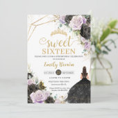 ブラックパープルバラフローラプリンセスSweet sixteen 招待状 (スタンド正面)
