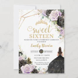 ブラックパープルバラフローラプリンセスSweet sixteen 招待状