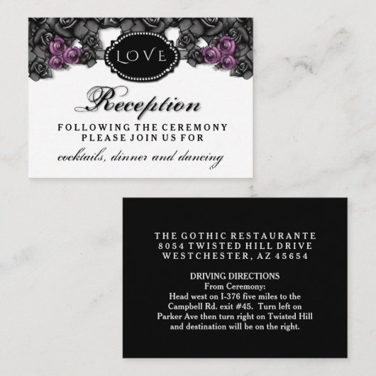 ブラックパープルバララブハロウィンウェディングレセプション エンクロージャーカード (正面/裏面)