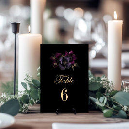 ブラックパープルピンク結婚フローラのテーブル番号 テーブルナンバー
