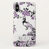 ブラックパープルピーコック&さくらんぼの花アールヌーボー Case-Mate iPhoneケース (裏面)
