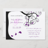 ブラックパープルフォレストラブバード結婚式招待状 招待状 (正面)