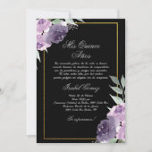 ブラックパープルフラワーキンセアニェラ 招待状 (正面)