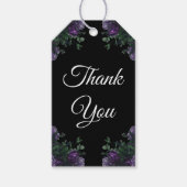 ブラックパープルフローラエレガントなウェディングゴシック ギフトタグ (正面)