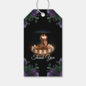 ブラックパープルフローラエレガントなウェディングゴシック ギフトタグ (正面)