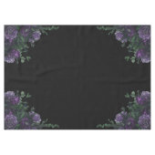 ブラックパープルフローラエレガントなウェディングゴシック テーブルクロス (正面(横))