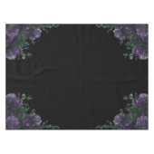 ブラックパープルフローラエレガントなウェディングゴシック テーブルクロス (正面(横))