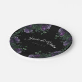 ブラックパープルフローラエレガントなウェディングゴシック ペーパープレート (アングル)