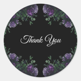ブラックパープルフローラエレガントなウェディングゴシック ラウンドシール