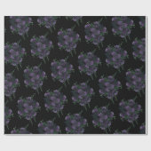 ブラックパープルフローラエレガントなウェディングゴシック ラッピングペーパー (フラット)