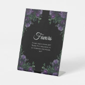 ブラックパープルフローラエレガントなウェディングゴシック 台座サイン (正面)