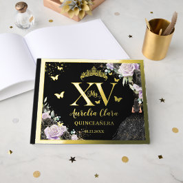 ブラックパープルフローラキンセアニラクリン15 XV金ゴールド ゲストブック