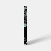 ブラックパープルフローラタイポグラフィカスタム iPhoneケース (左側面)