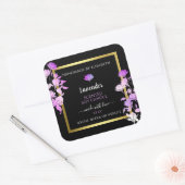 ブラックパープルフローラ製品パッケージングラベル金ゴールド スクエアシール (封筒)